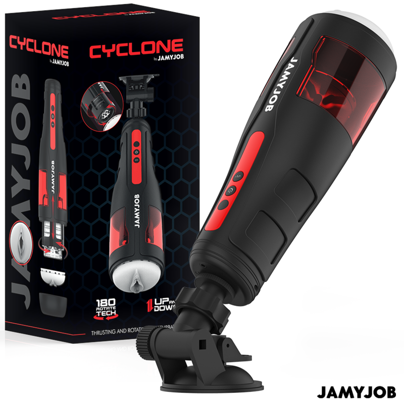 Masturbador automático JAMYJOB Cyclone preto e vermelho
