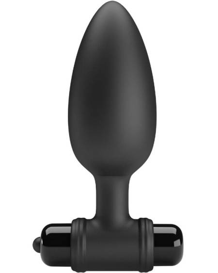Plug anal vibrador PRETTY LOVE preto, em silicone, com cabo alargado