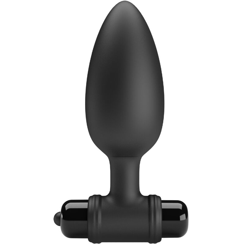Plug anal vibrador PRETTY LOVE preto, em silicone, com cabo alargado