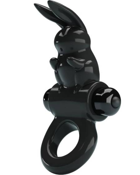 Anel vibratório PRETTY LOVE preto com orelhas de coelho
