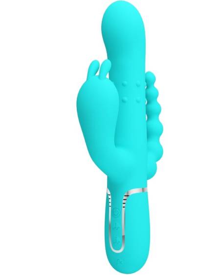 Vibrador coelho azul PRETTY LOVE CAMMY com estimuladores vaginal, clitoriano e anal