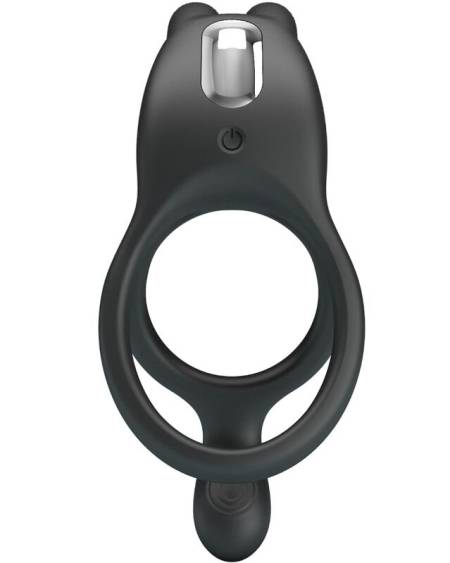 Anel vibratório duplo Pretty Love Seth em silicone, com 7 funções de vibração
