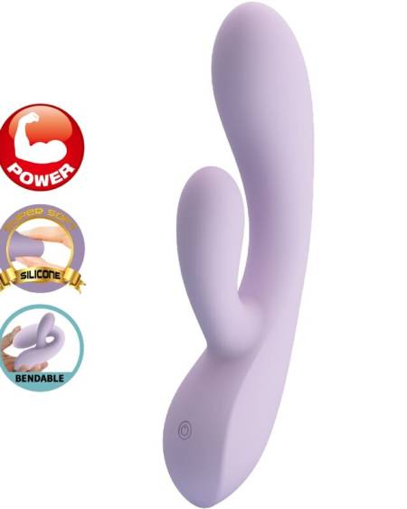Vibrador coelho Rosolyn da HIGH TECH, em silicone líquido, com haste flexível e dois motores
