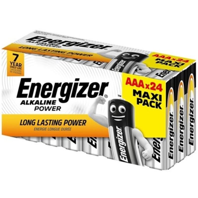 Pack de 24 pilhas alcalinas AAA LR03 ENERGIZER Alkaline Power, em 3 caixas de 8 unidades