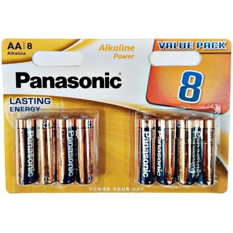 Blister com 8 pilhas alcalinas PANASONIC Bronze AA LR6