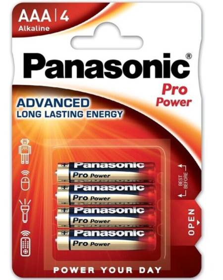 Blister com 4 pilhas alcalinas PANASONIC Pro Power AAA LR03