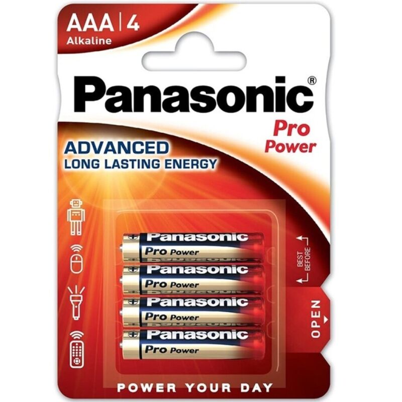 Blister com 4 pilhas alcalinas PANASONIC Pro Power AAA LR03