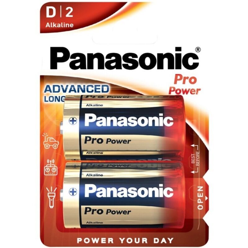 Blister com 2 pilhas alcalinas Panasonic Pro Power D LR20
