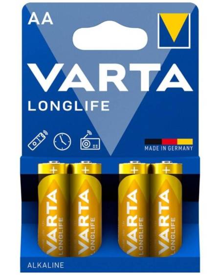 Blister com 4 pilhas alcalinas VARTA Longlife AA LR6