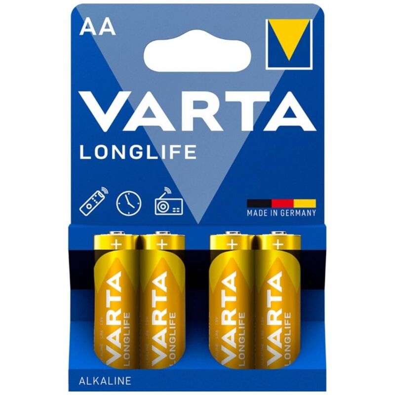 Blister com 4 pilhas alcalinas VARTA Longlife AA LR6