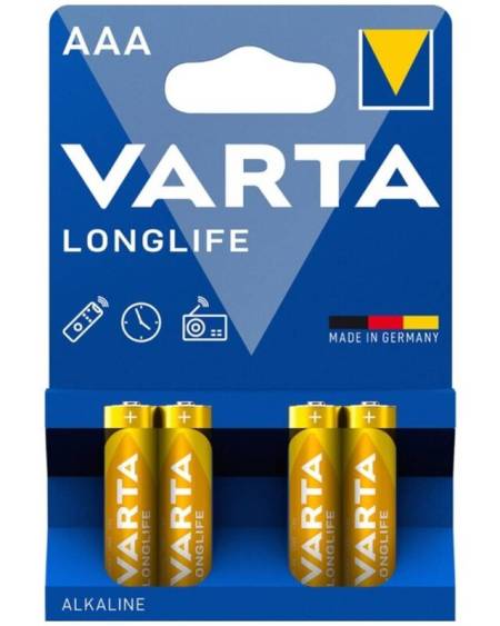 Blister com 4 pilhas alcalinas VARTA Longlife AAA LR03