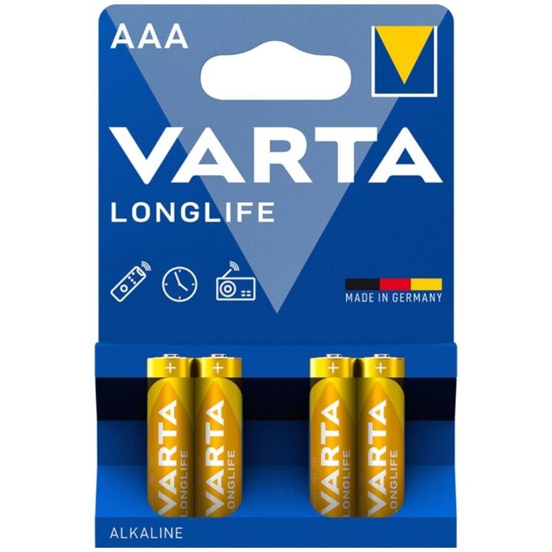 Blister com 4 pilhas alcalinas VARTA Longlife AAA LR03