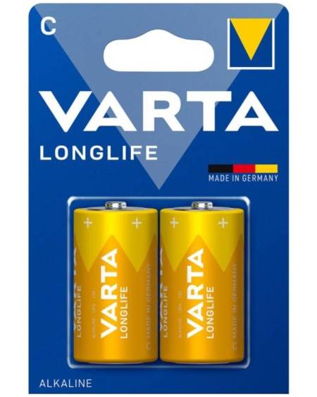 Blister VARTA Longlife com duas pilhas alcalinas C LR14.