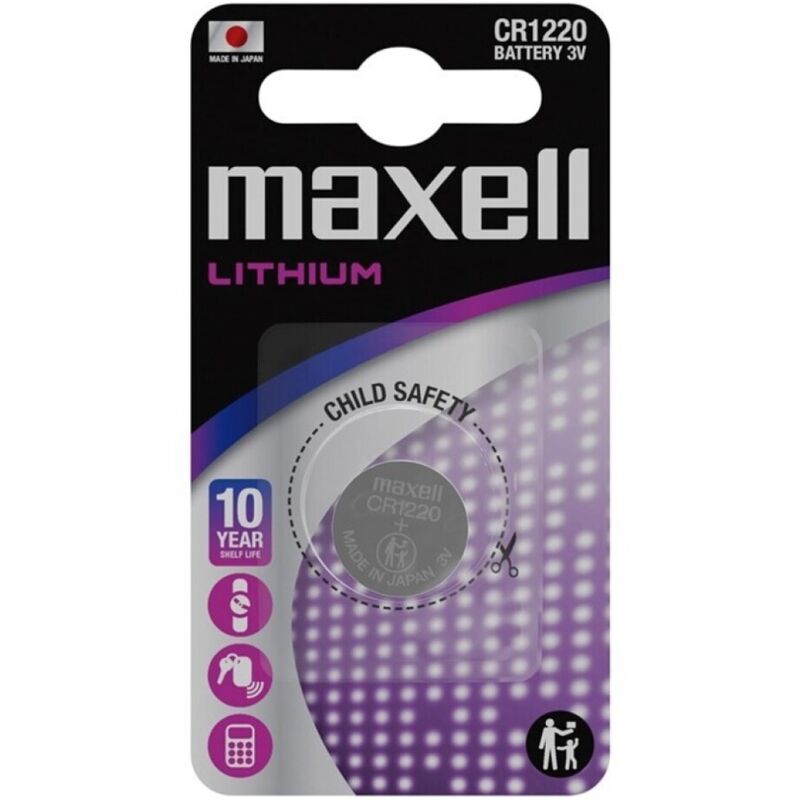 Pilha de botão de lítio MAXELL CR1220 de 3 V em blister com 1 unidade