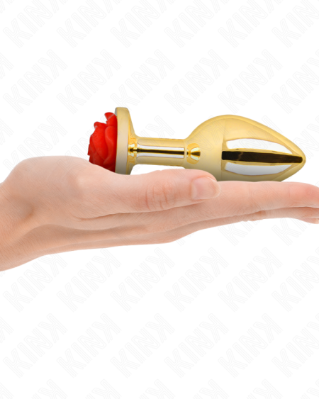 KINK - PLUG ANAL DORADO ROSA ROJA TALLA L