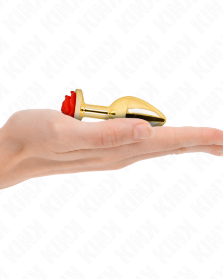 KINK - PLUG ANAL DORADO ROSA ROJA TALLA S