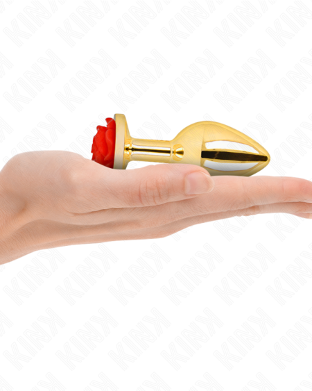 KINK - PLUG ANAL DORADO ROSA ROJA TALLA M
