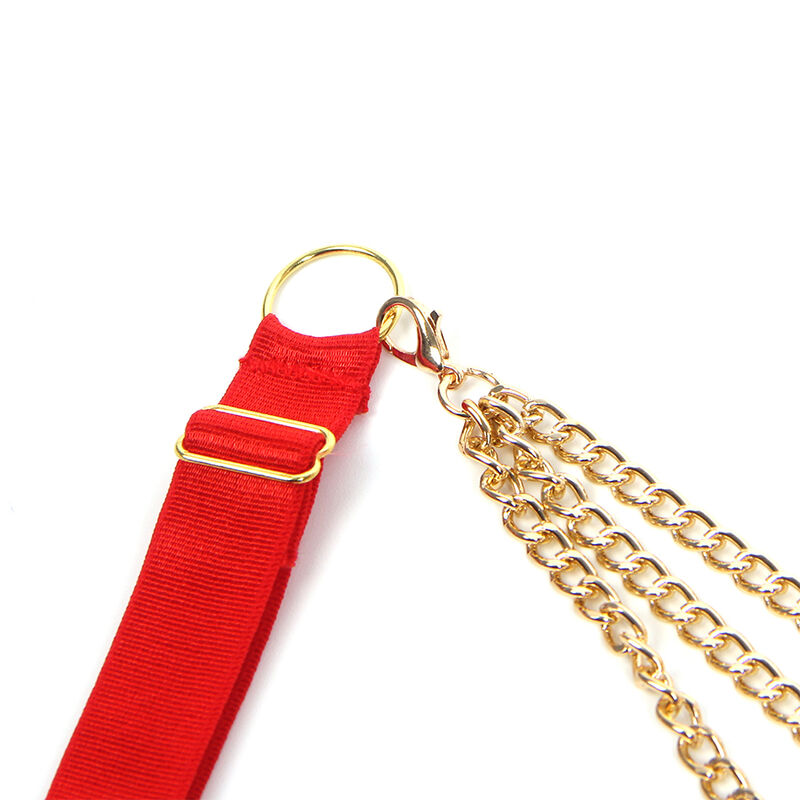 SUBBLIME - 955526 CONJUNTO SUJETADOR CON CADENAS Y CORAZÓN DE MALLA ROJO L/XL