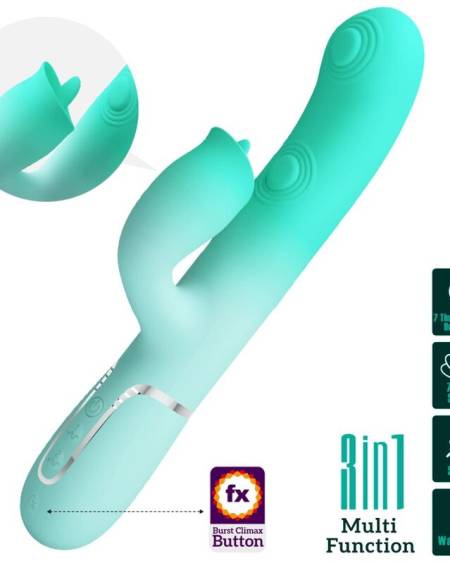 Vibrador coelho Pretty Love Gigi verde-água com estimulador clitoriano