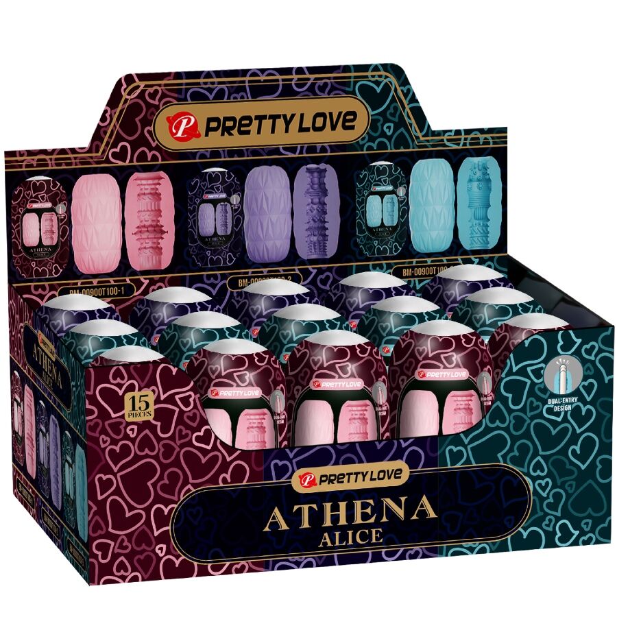 Masturbador masculino Athena da PRETTY LOVE em TPR, com textura ondulada e estojo rígido