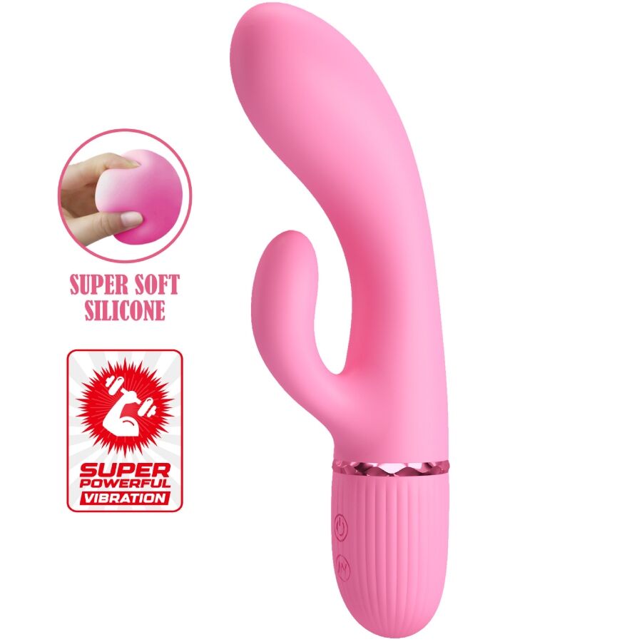 Vibrador coelho PRETTY LOVE Marski rosa, com estimulador de clítoris e cabeça curvada para o ponto G