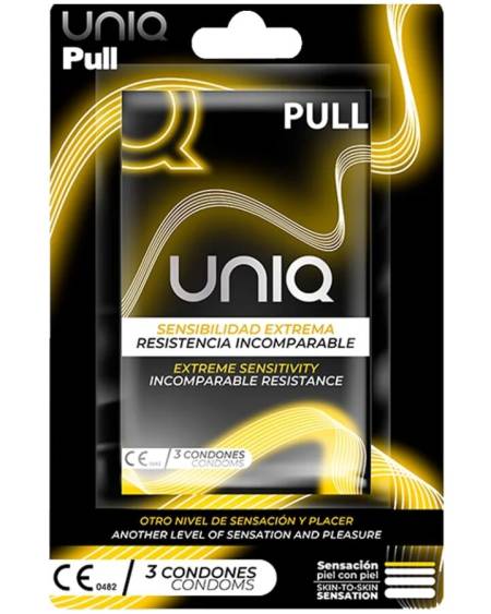 Preservativos Uniq Pull com tiras sem látex