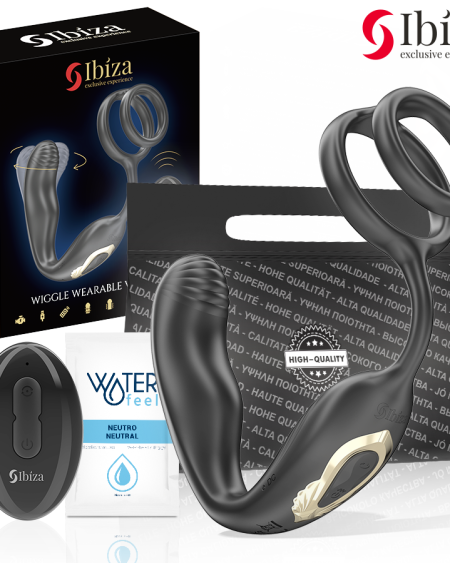 IBIZA - WIGGLE PLUG ANAL ROTADOR CONTROL REMOTO CON VIBRO-PERINEO Y ANILLAS POTENCIADORAS DE PENE