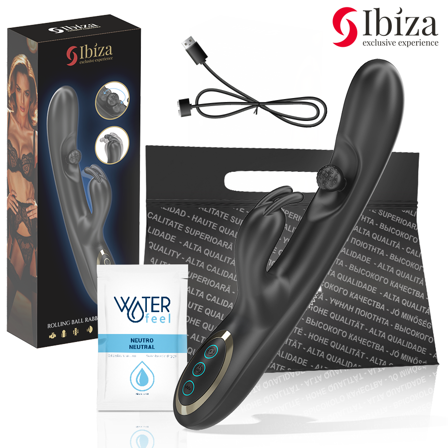 Vibrador coelho IBIZA TECHNOLOGY com esfera móvel, três motores e carregamento USB