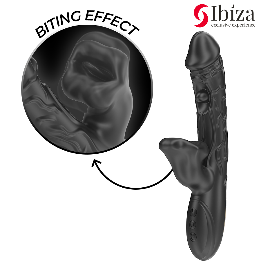 IBIZA - VIBRADOR Y ESTIMULADOR DE CLÍTORIS CON EFECTO BESOS Y ROTACIÓN