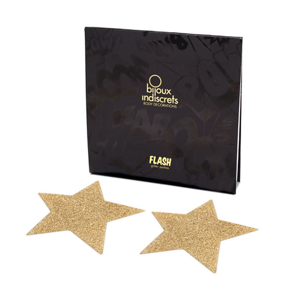Bijoux Indiscrets Pezoneras Flash Estrella Dorada - Decorações corporais autoadhesivas
