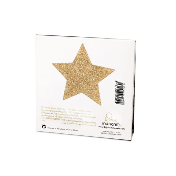 Bijoux Indiscrets Pezoneras Flash Estrella Dorada - Decorações corporais autoadhesivas