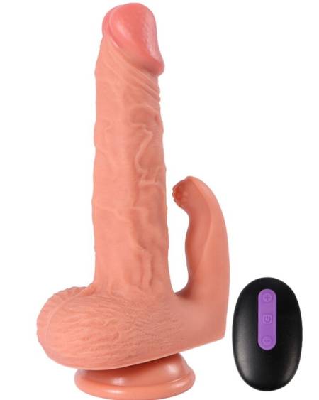 Dildo vibratório SHEQU Hayden de 16 cm com estimulador de clítoris e controlo remoto