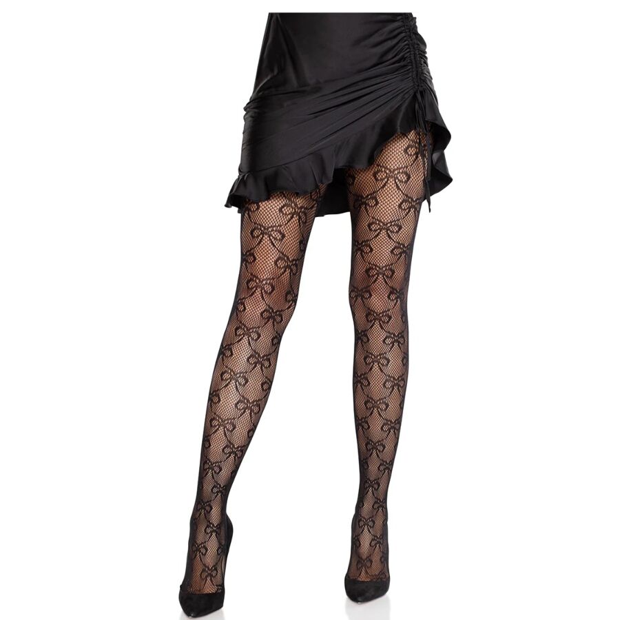 Meias de rede LEG AVENUE com laço preto
