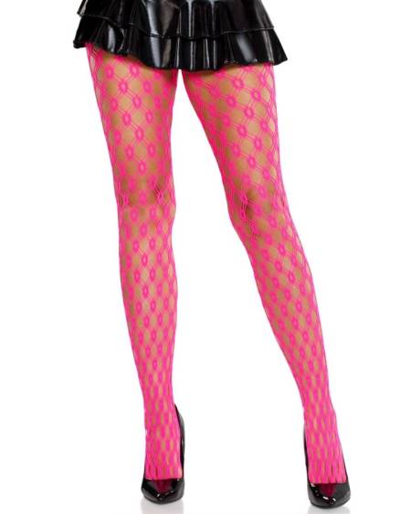 Meias de rede LEG AVENUE com ilhós, disponíveis em rosa e laranja