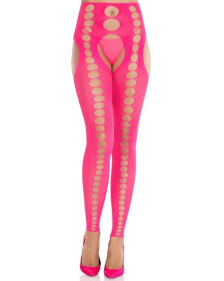 Meias opacas sem pés e sem costuras, em rosa néon, da LEG AVENUE HOSIERY