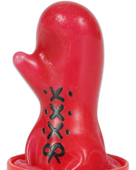 Preservativo decorativo da CONDOMERIE com design de luva de boxe, pintado à mão
