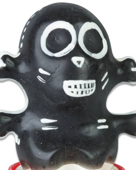 Preservativo decorativo CONDOMERIE pintado à mão com caveira preta, modelo 1.