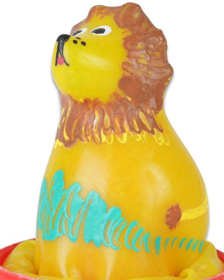 Preservativo decorativo CONDOMERIE pintado à mão com um leão sentado