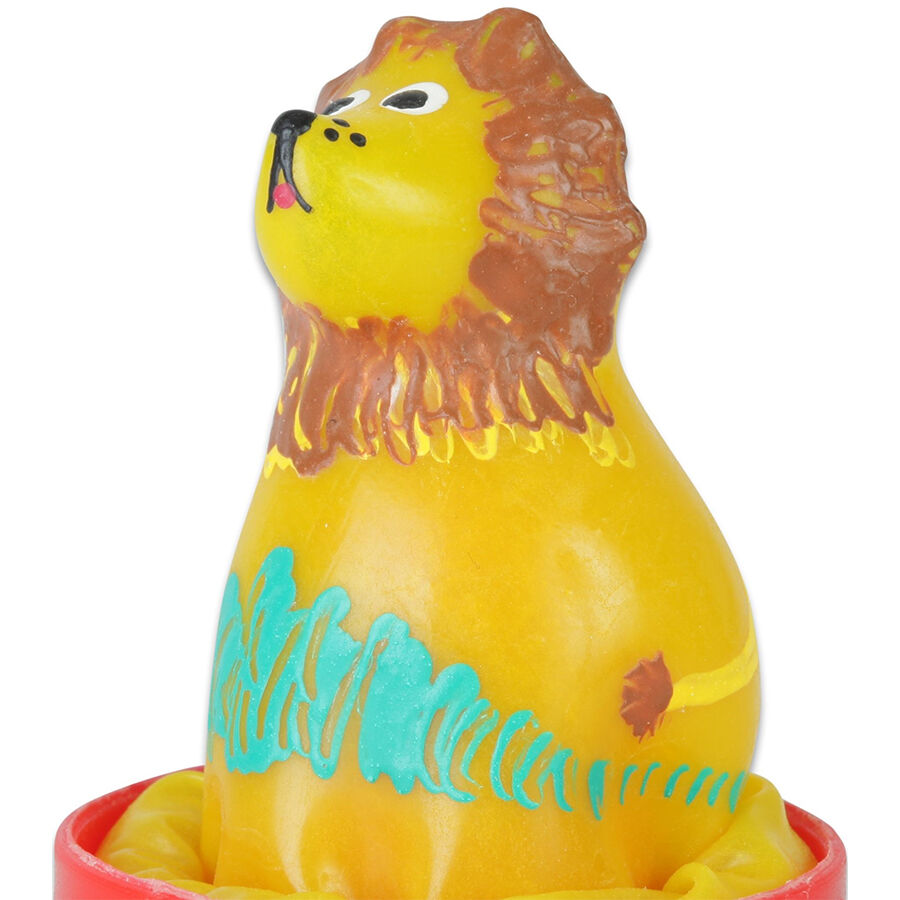 Preservativo decorativo CONDOMERIE pintado à mão com um leão sentado