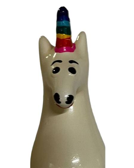 Preservativo decorativo CONDOMERIE pintado à mão com motivo de arco-íris e unicórnio