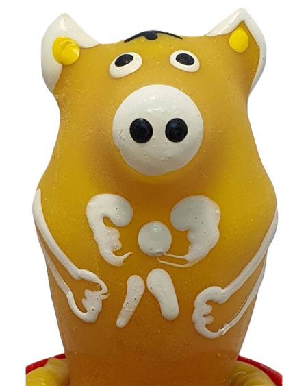 Preservativo decorativo CONDOMERIE com um porco sentado amarelo pintado à mão