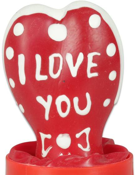 Preservativo decorativo CONDOMERIE de látex, pintado à mão com um coração e a mensagem Amo-te