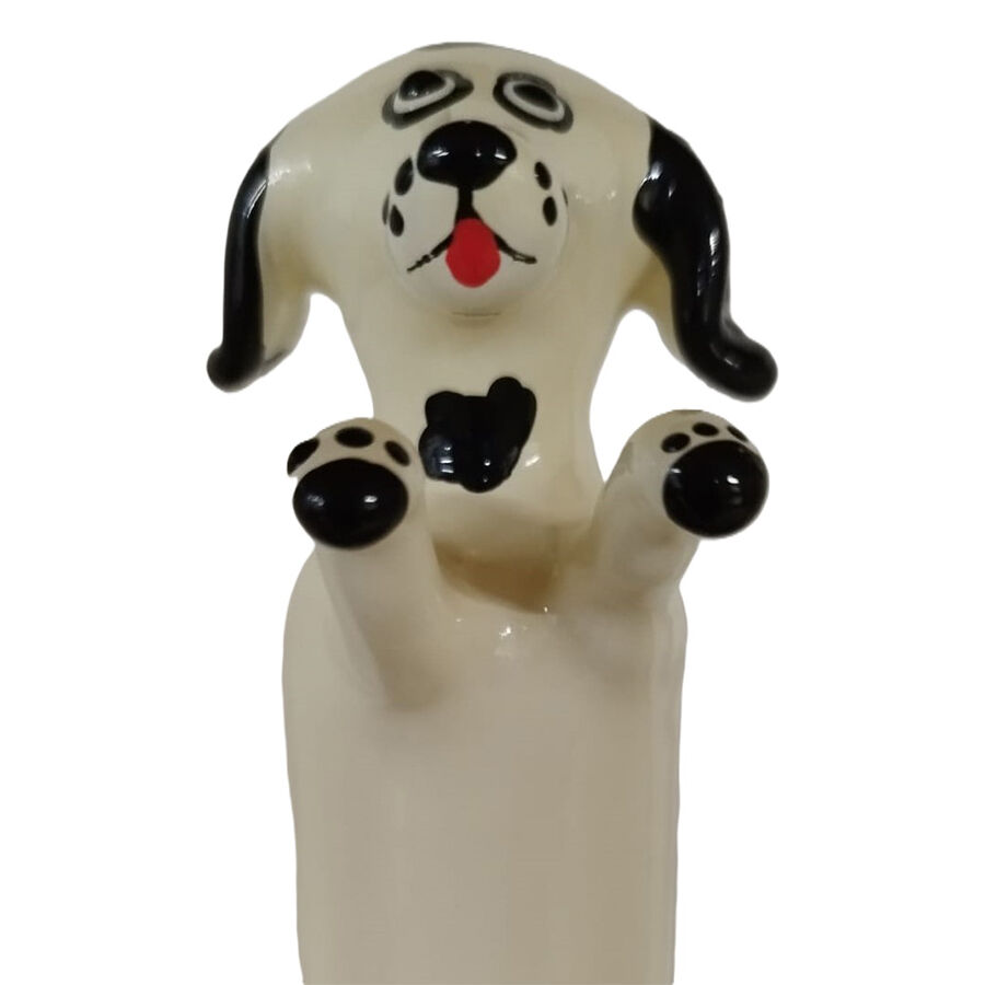 Preservativo decorativo CONDOMERIE XL pintado à mão com motivo de cão branco feliz