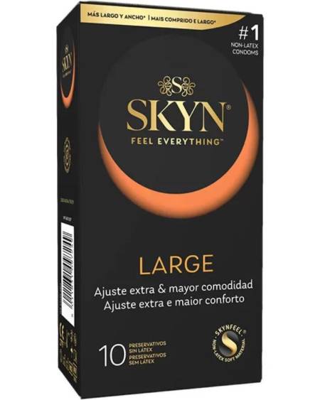 Caixa de 10 preservativos XL SKYN sem látex, com largura nominal de 56 mm