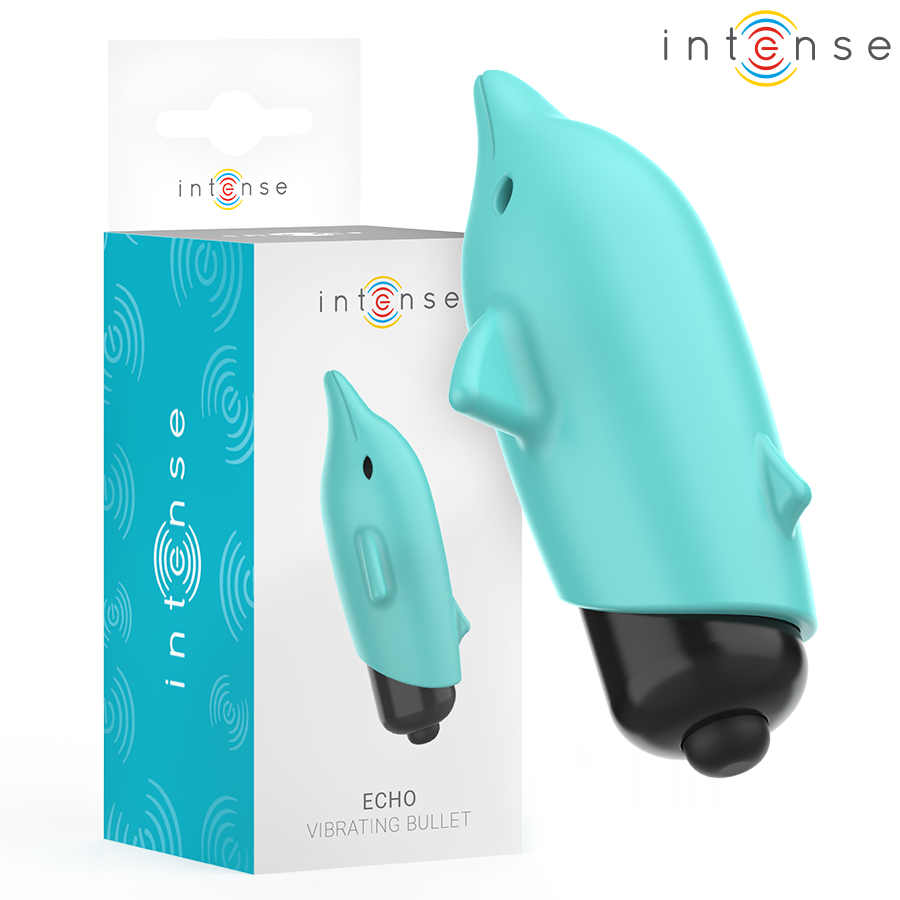 Vibrador bala ECHO azul em forma de golfinho, da INTENSE FUN TOYS