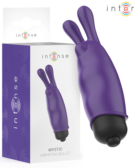 Vibrador de coelho Mystic roxo da INTENSE FUN TOYS, com duas orelhas estimuladoras