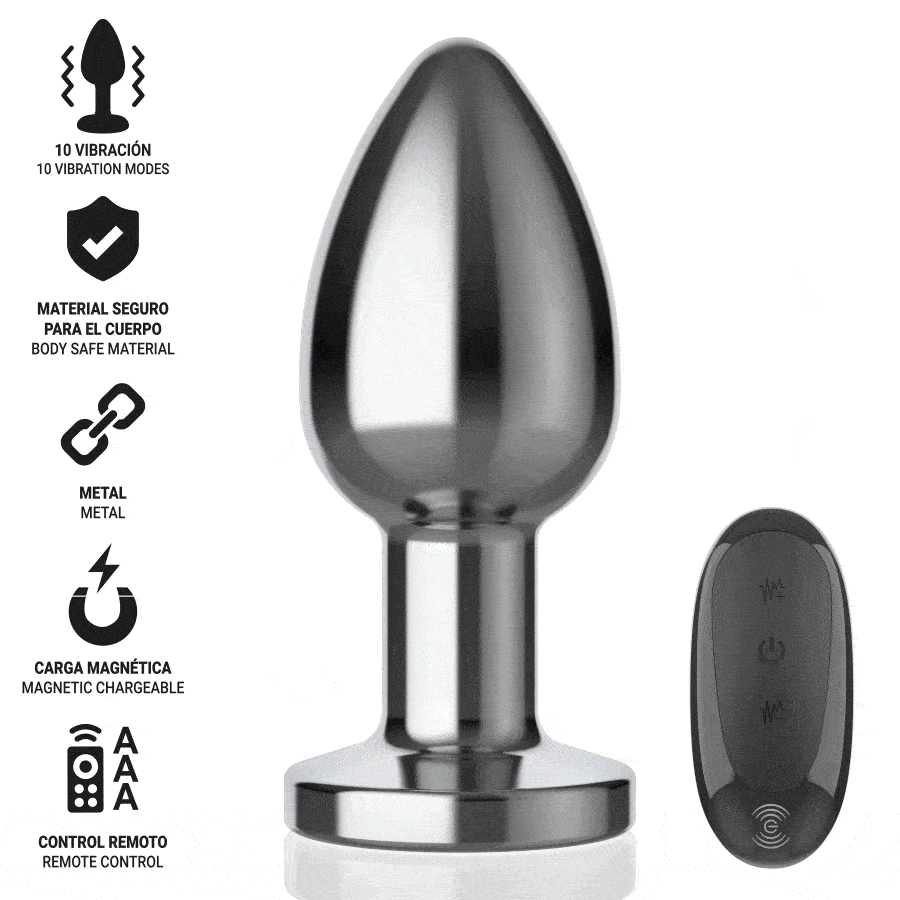 INTENSE - PLUG ANAL 10 VIBRACIONES METAL CON CONTROL REMOTO L