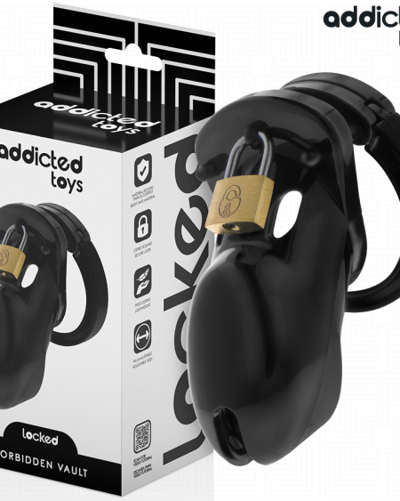 Jaula de castidade ADDICTED TOYS LOCKED Forbidden Vault com anéis de diferentes diâmetros e fecho com chave
