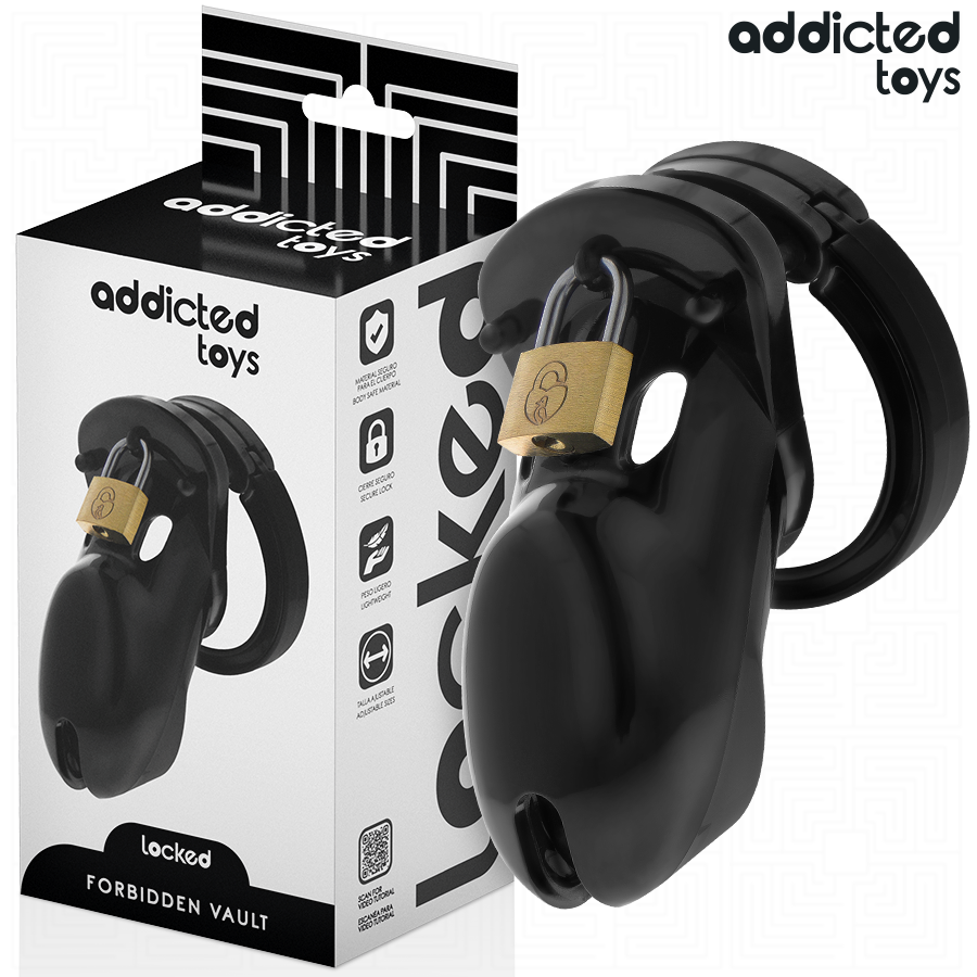 Jaula de castidade ADDICTED TOYS LOCKED Forbidden Vault com anéis de diferentes diâmetros e fecho com chave