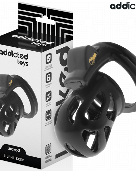Jaula de castidade Silent Keep ADDICTED TOYS LOCKED com quatro anéis e fechadura